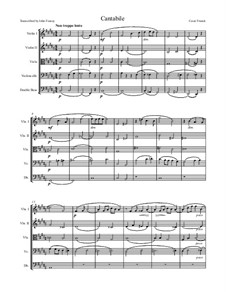 Three Pieces for Grand Organ: Cantabile, for string quintet by César Franck