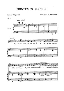 Printemps dernier: para voz media e piano by Jules Massenet