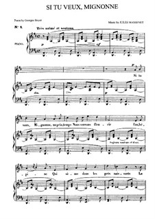 Si tu veux, Mignonne: para voz media e piano by Jules Massenet