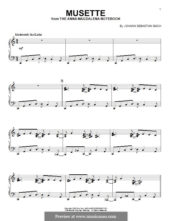 No.22 Musette in D Major, BWV Anh.126: Para Piano by Johann Sebastian Bach