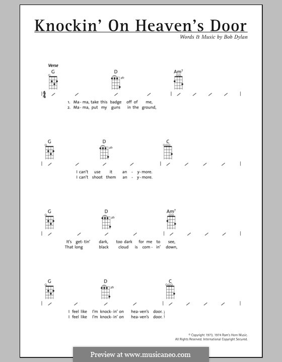 Knockin' on Heaven's Door: para ukulele by Bob Dylan