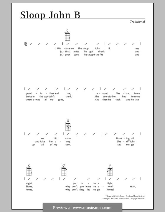 Sloop John B (The Beach Boys): para ukulele by folklore