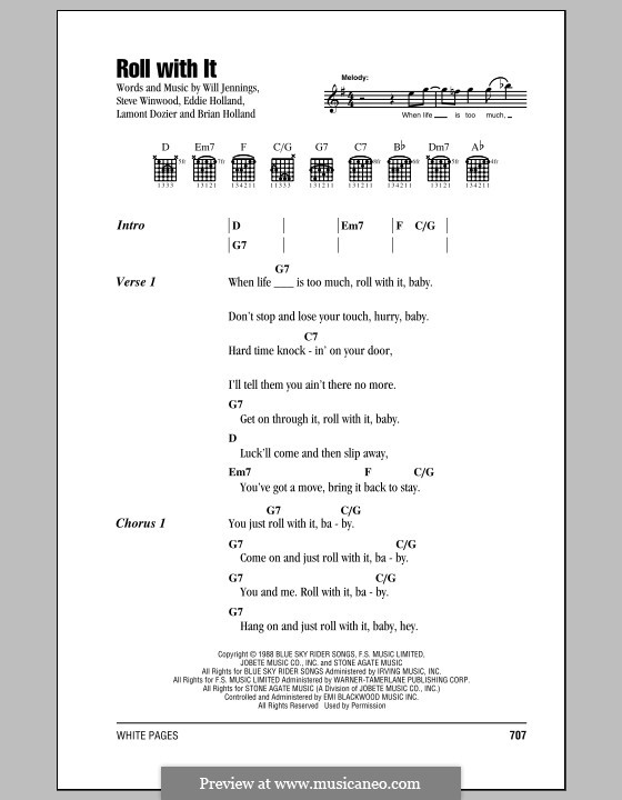 Roll with It: Letras e Acordes by Brian Holland, Edward Holland Jr., Lamont Dozier, Steve Winwood, Will Jennings