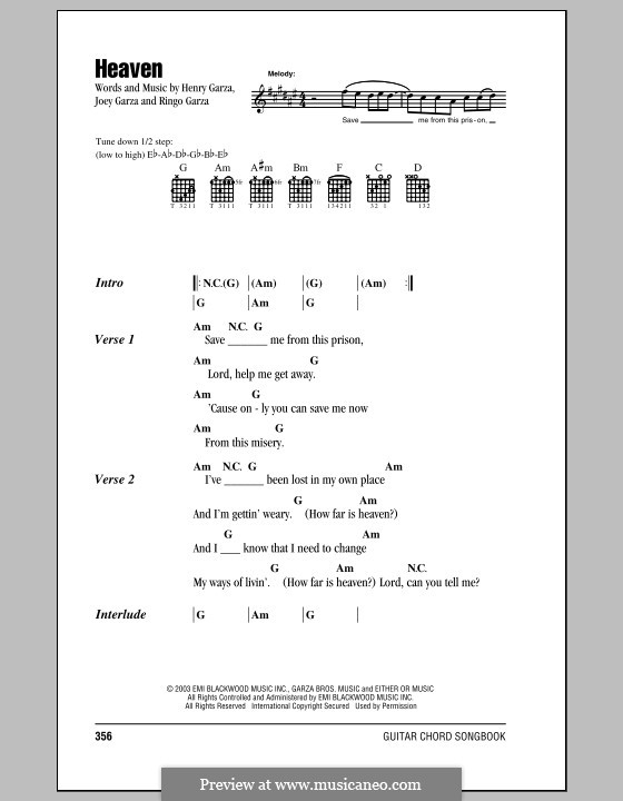 Heaven (Los Lonely Boys): Letras e Acordes by Henry Garza, Joey Garza, Ringo Garza