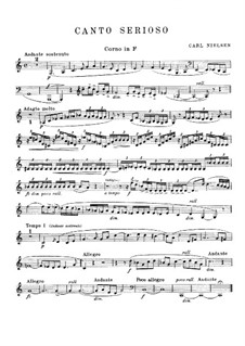 Canto Serioso for French Horn (or Cello) and Piano, FS 132: Parte de solo by Carl Nielsen