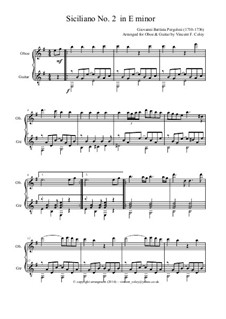 Siciliano No.2. Duet for oboe and guitar or two guitars. (Minus One option): Siciliano No.2. Duet for oboe and guitar or two guitars. (Minus One option) by Giovanni Battista Pergolesi