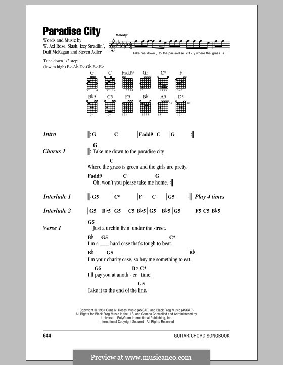 Paradise City (Guns N' Roses) por Slash, W.A. Rose, D. McKagan, I