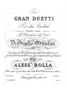 Three Grand Duos for Two Violins, BI 155, 212, 201: partes by Alessandro Rolla