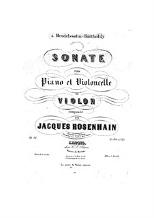Sonata for Cello (or Violin) and Piano, Op.38: Sonata for Cello (or Violin) and Piano by Jacob Rosenhain