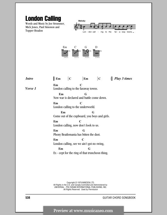 London Calling (The Clash): Letras e Acordes by Joe Strummer, Mick Jones, Paul Simonon, Topper Headon