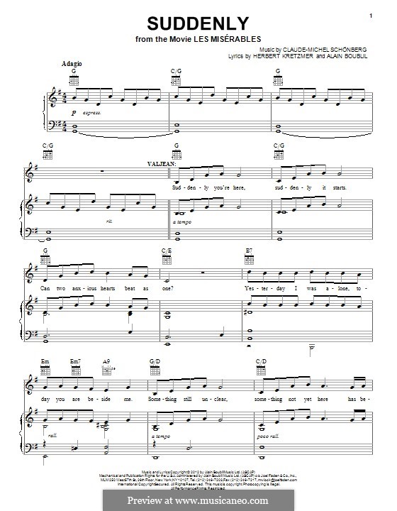 Suddenly: Para vocais e piano (ou Guitarra) by Claude-Michel Schönberg