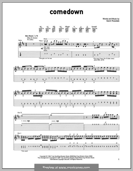 Comedown (Bush): Para guitarra com guia by Gavin Rossdale