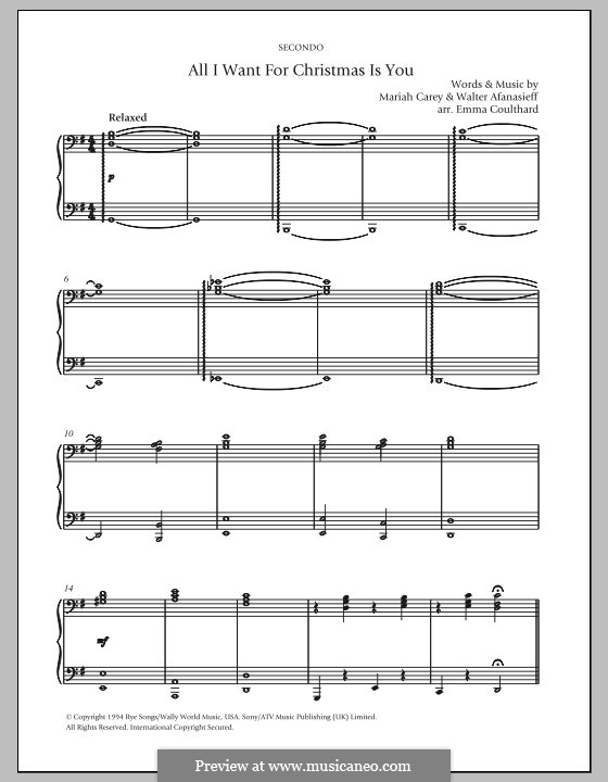 Instrumental version: Para Piano by Mariah Carey, Walter Afanasieff