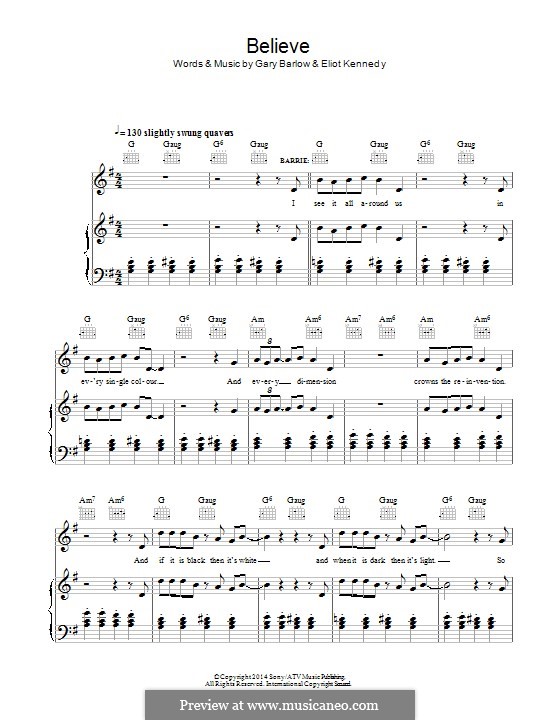 Believe (from 'Finding Neverland'): Para vocais e piano (ou Guitarra) by Eliot Kennedy, Gary Barlow