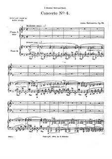 Concerto for Piano and Orchestra No.4 in D Minor, Op.70: Movimento I. Versão para dos piano de quatro maõs by Anton Rubinstein