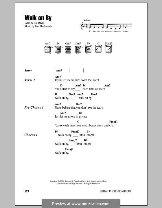 Walk on By por B. Bacharach Partituras on músicaNeo