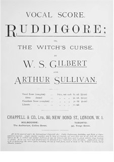Ruddigore, or The Witch's Curse: Partitura Piano-vocal by Arthur Seymour Sullivan