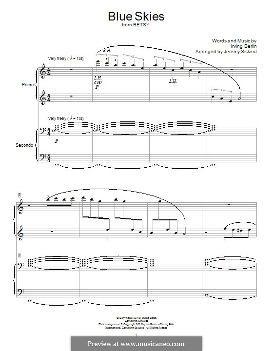 Blue Skies: Para Piano by Irving Berlin