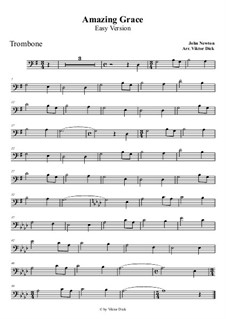 Amazing Grace, for One Instrument: For trombone (easy version) by folklore