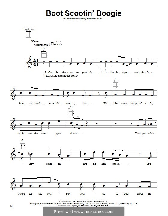 Boot Scootin' Boogie (Brooks & Dunn): para ukulele by Ronnie Dunn