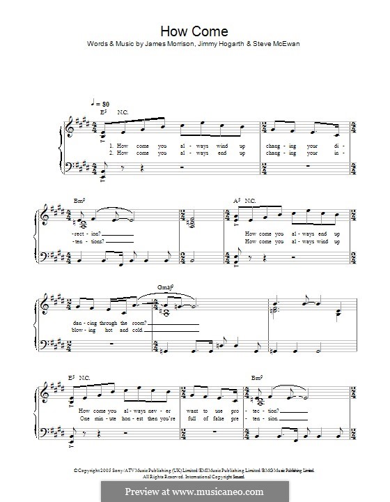 How Come (James Morrison): Para Piano by Jimmy Hogarth, Steve McEwan