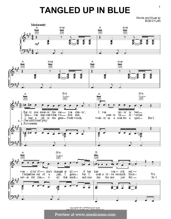 Tangled Up in Blue: Para vocais e piano (ou Guitarra) by Bob Dylan