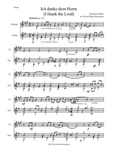 Ich Danke dem Herrn: para clarinete e guitarra by Heinrich Schütz