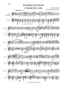Ich Danke dem Herrn: For alto recorder and guitar by Heinrich Schütz