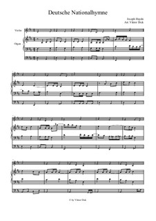 Austrian National Hymn, Hob.XXVIa/43: para violino e orgão by Joseph Haydn