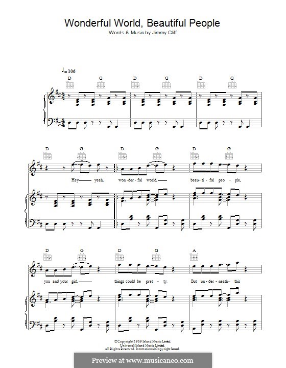Wonderful World, Beautiful People: Para vocais e piano (ou Guitarra) by Jimmy Cliff