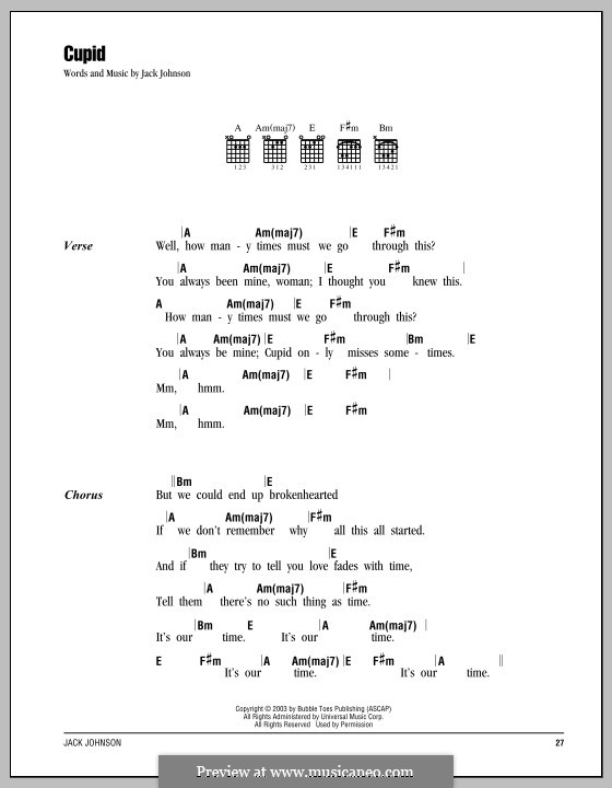 Cupid: Letras e Acordes by Jack Johnson