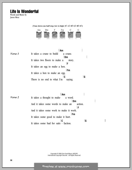 Life Is Wonderful: Letras e Acordes by Jason Mraz