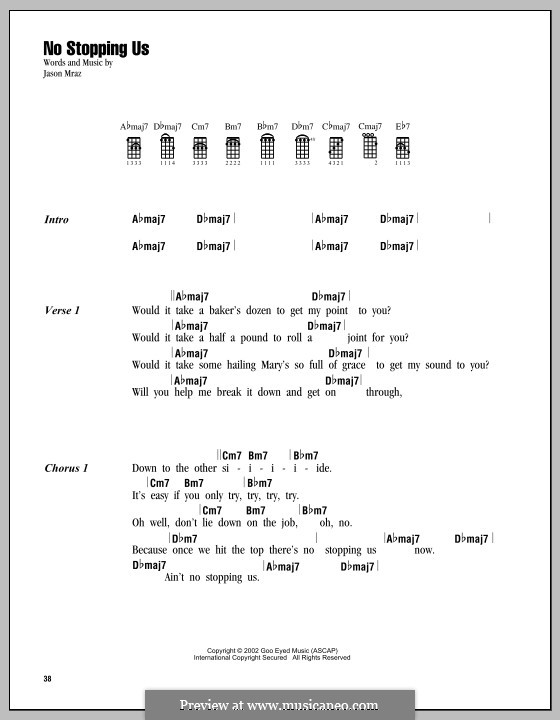 No Stopping Us: para ukulele by Jason Mraz