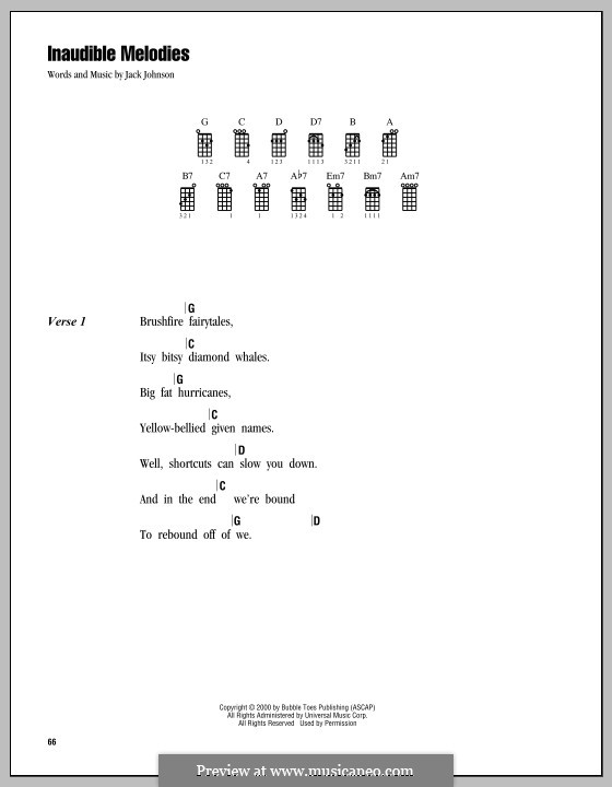 Inaudible Melodies: para ukulele by Jack Johnson