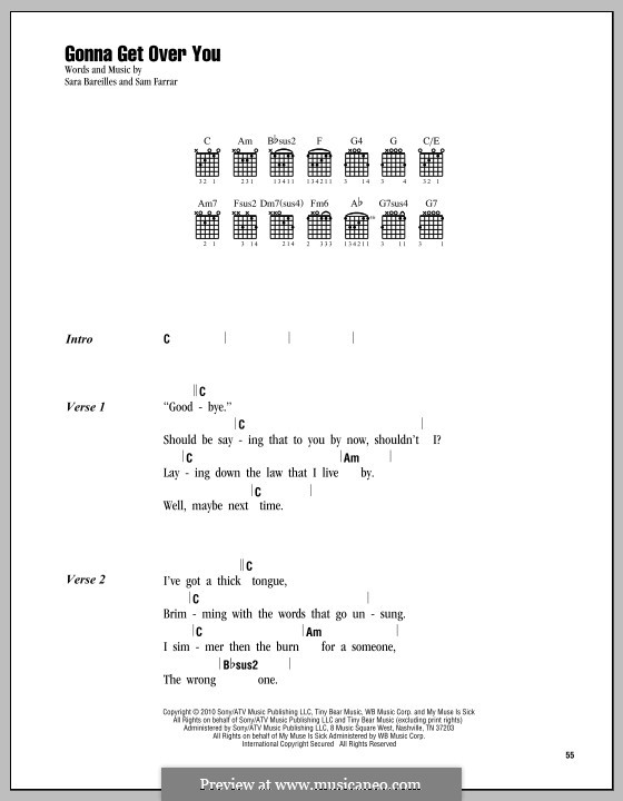 Gonna Get Over You (Sara Bareilles): Letras e Acordes by Sam Farrar