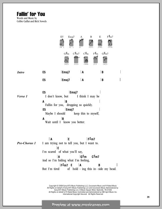 Fallin' for You (Colbie Caillat): para ukulele by Rick Nowels