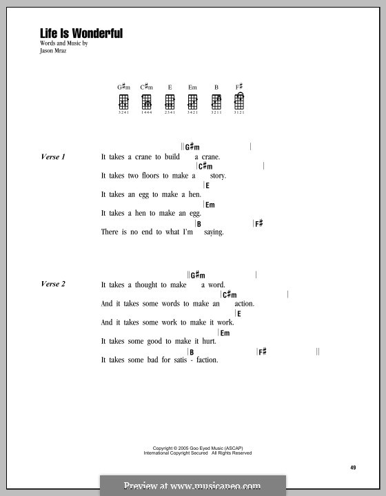 Life Is Wonderful: para ukulele by Jason Mraz