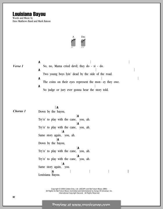 Louisiana Bayou (Dave Matthews Band): para ukulele by Mark Batson