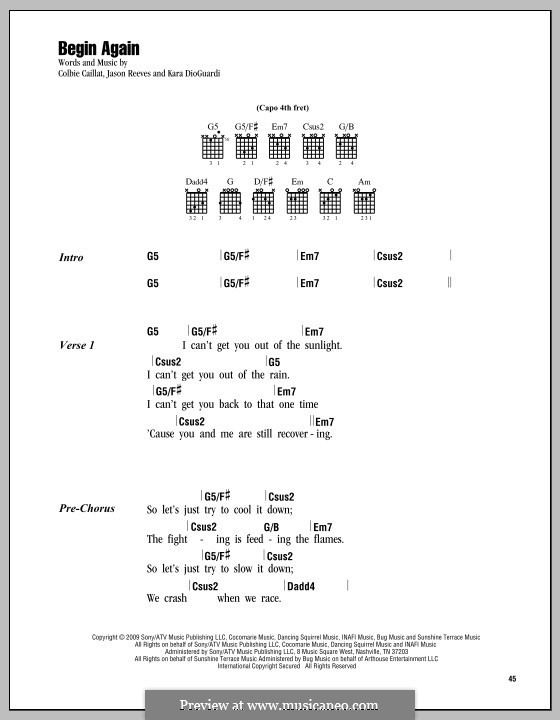 Begin Again: Letras e Acordes by Jason Reeves, Kara DioGuardi