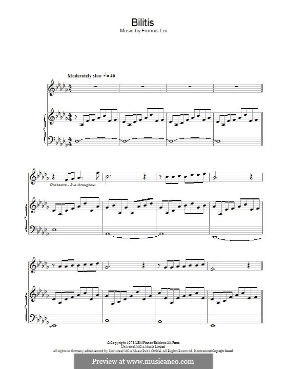 Bilitis: Para Piano by Francis Lai