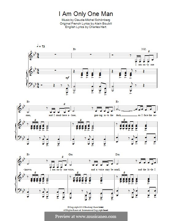 I am Only One Man: Para vocais e piano by Claude-Michel Schönberg