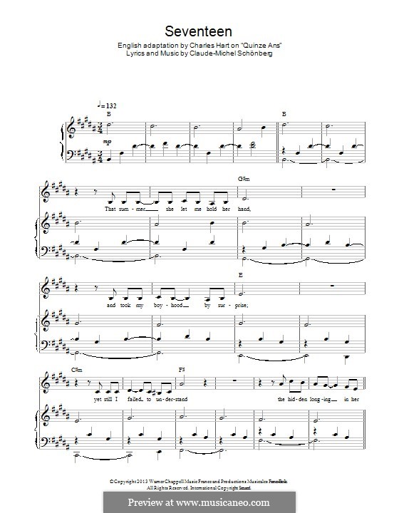 Seventeen: Para vocais e piano by Claude-Michel Schönberg