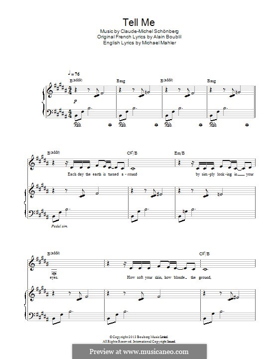 Tell Me: Para vocais e piano by Claude-Michel Schönberg