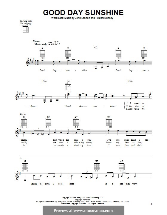 Good Day Sunshine (The Beatles): Para Guitarra by John Lennon, Paul McCartney