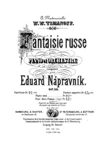 Fantasia on Russian Themes for Piano and Orchestra, Op.39: Partitura completa by Eduard Napravnik