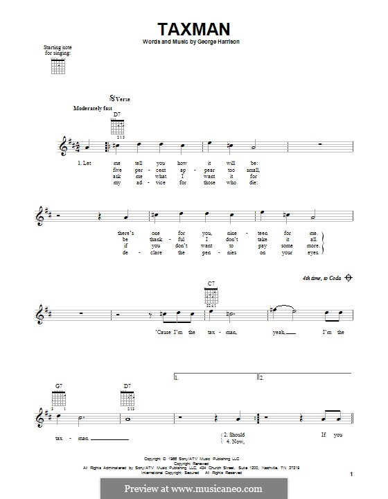 Taxman (The Beatles): Para guitarra com guia by George Harrison