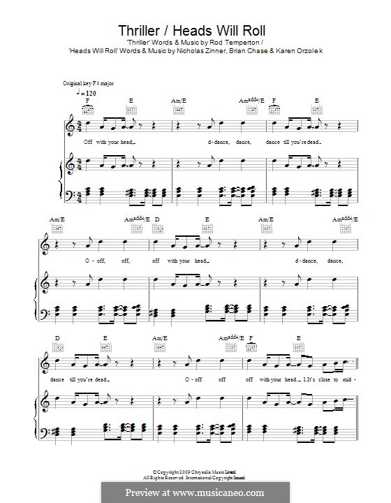Thriller / Heads Will Roll (Glee Cast) por B. Chase, Karen O, N. Zinner