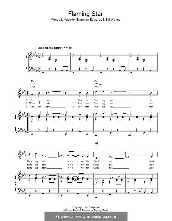 Flaming Star: Para vocais e piano (ou Guitarra) by Sherman Edwards, Sid Wayne