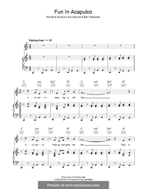 Fun in Acapulco: Para vocais e piano (ou Guitarra) by Ben Weisman, Sid Wayne