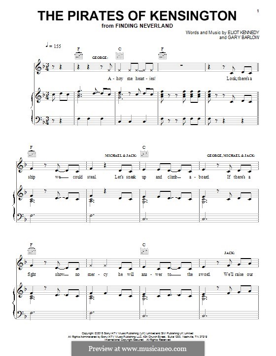 The Pirates of Kensington (from 'Finding Neverland'): Para vocais e piano (ou Guitarra) by Eliot Kennedy, Gary Barlow